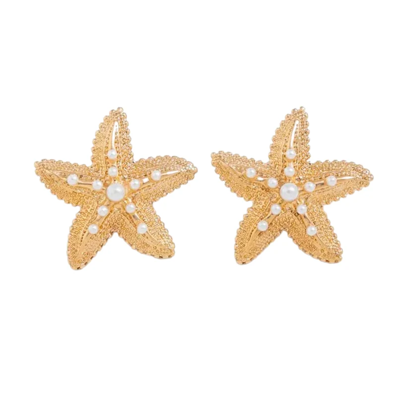 Boucles d'Oreilles Étoile de Mer Perles