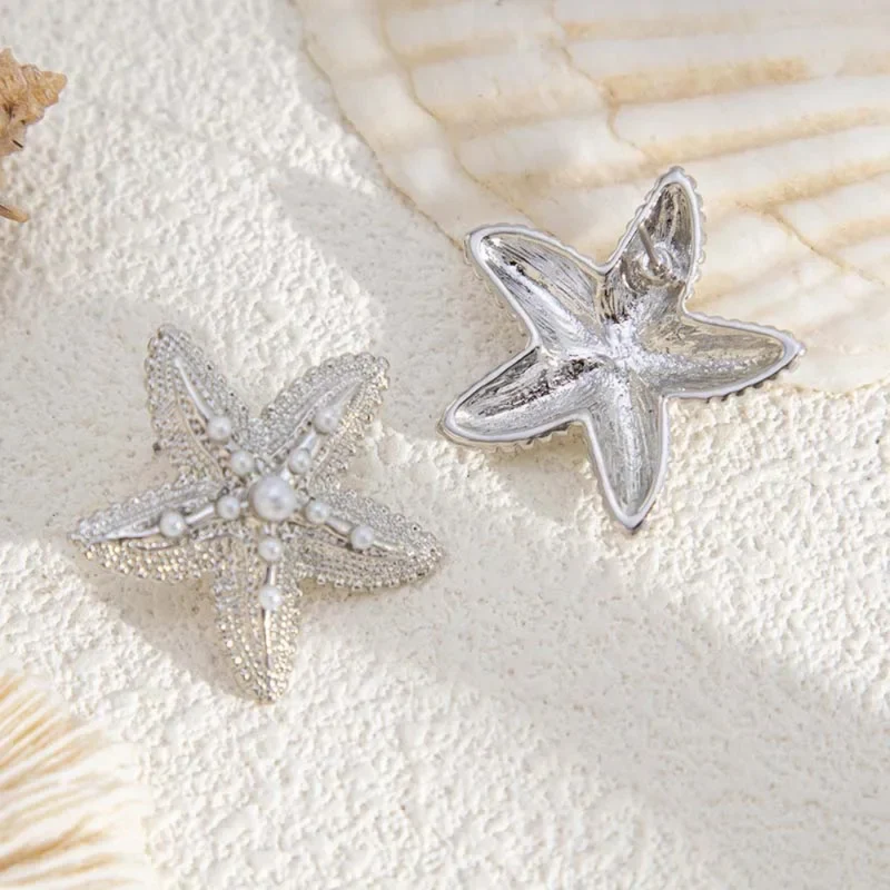 Boucles d'Oreilles Étoile de Mer Perles