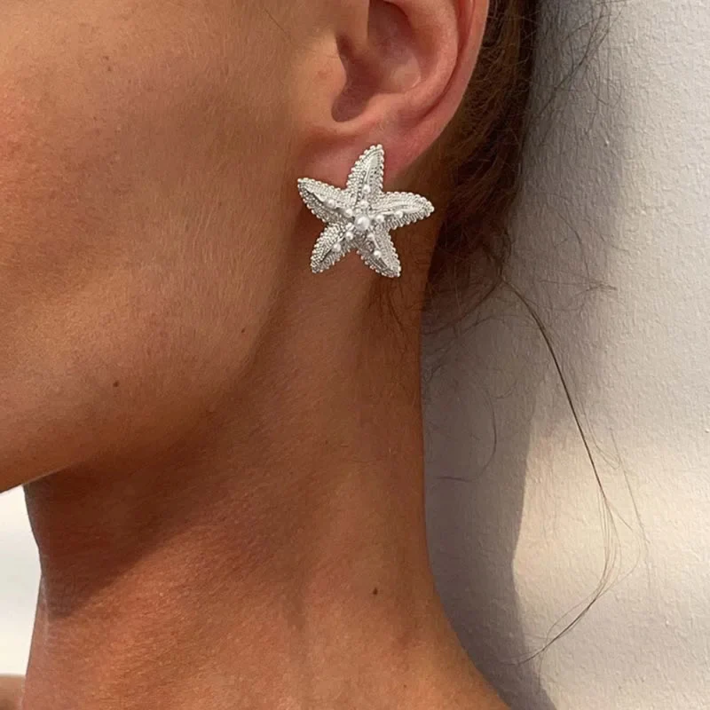 Boucles d'Oreilles Étoile de Mer Perles