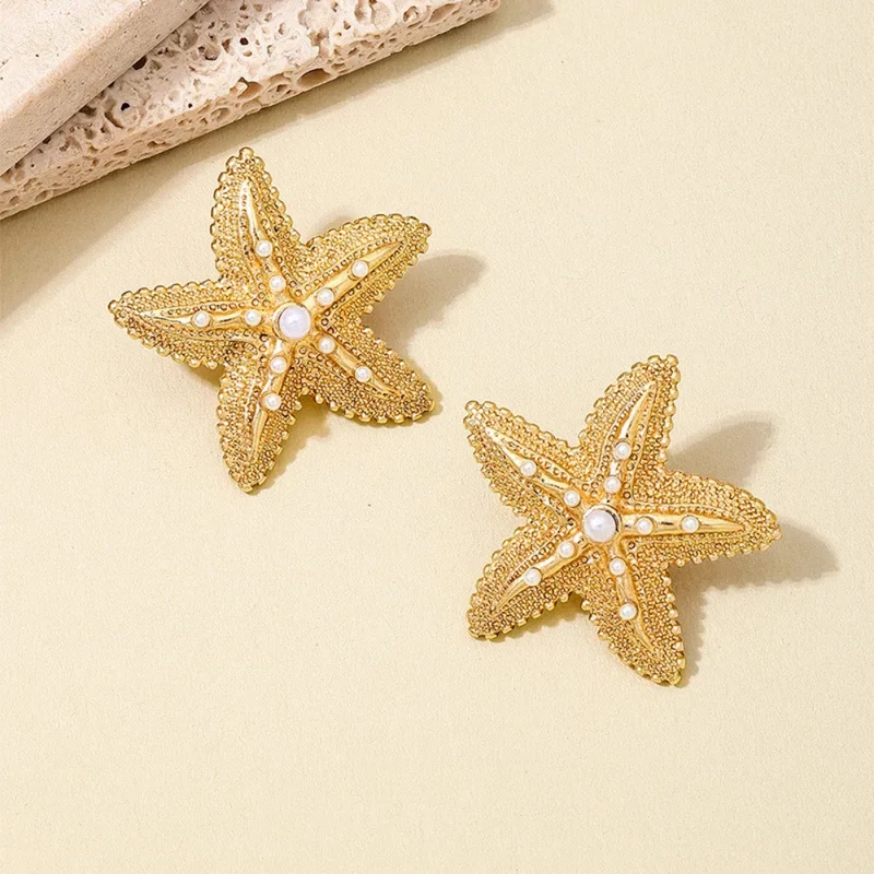 Boucles d'Oreilles Étoile de Mer Perles