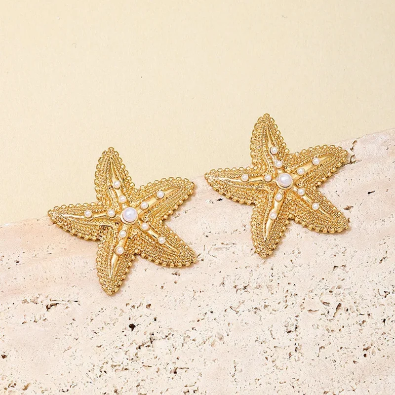 Boucles d'Oreilles Étoile de Mer Perles