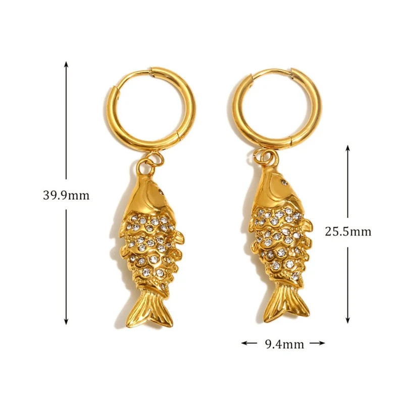 Boucles d'Oreilles Poisson Strass
