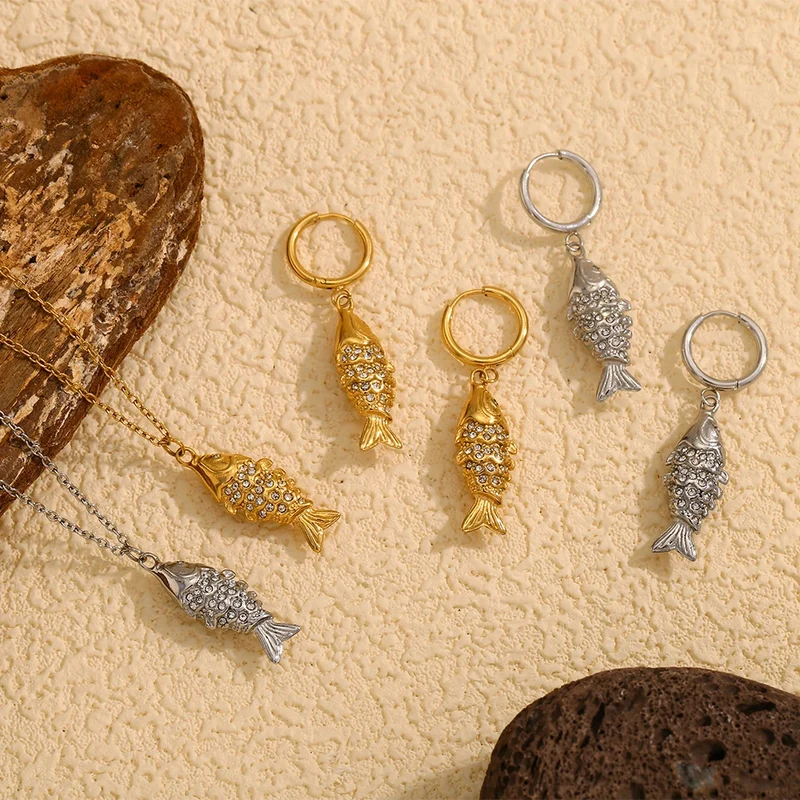 Boucles d'Oreilles Poisson Strass