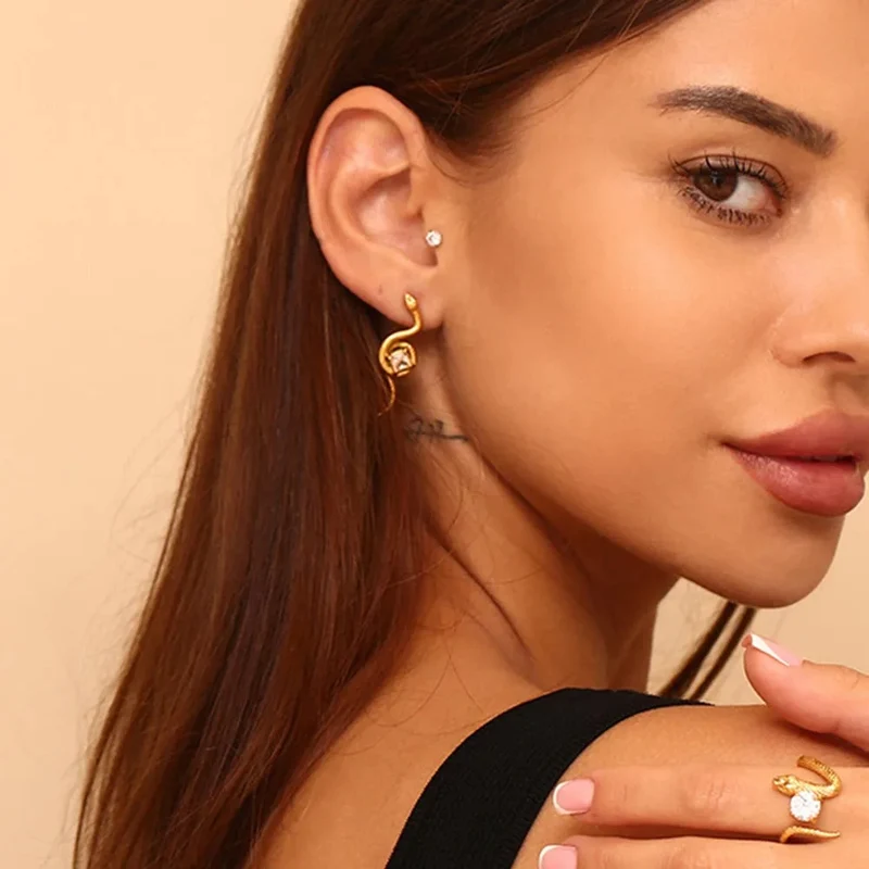 Boucles d'Oreilles Serpent Diamant