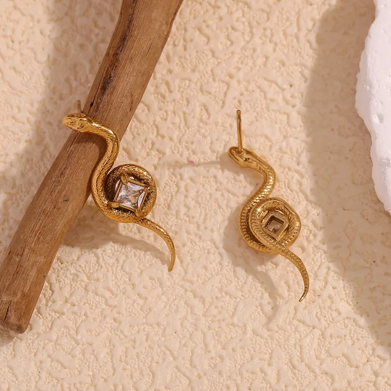 Boucles d'Oreilles Serpent Diamant