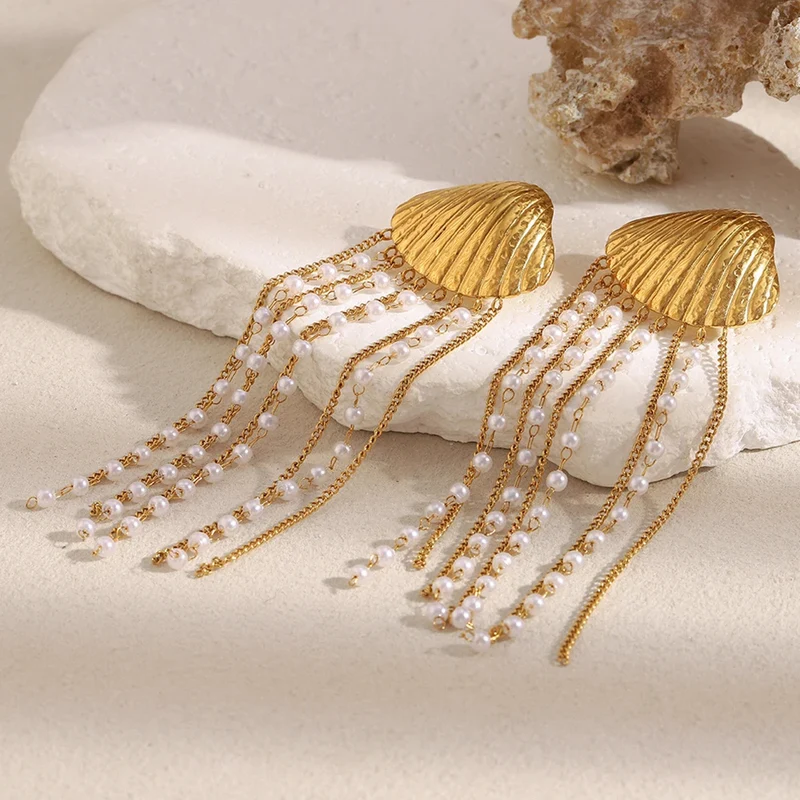 Boucles d'Oreilles Coquillage Tombantes