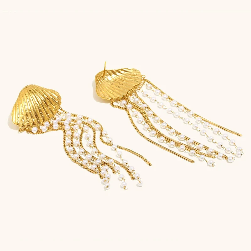 Boucles d'Oreilles Coquillage Tombantes