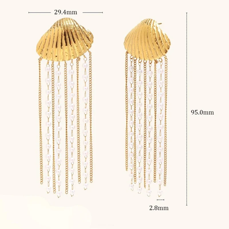 Boucles d'Oreilles Coquillage Tombantes