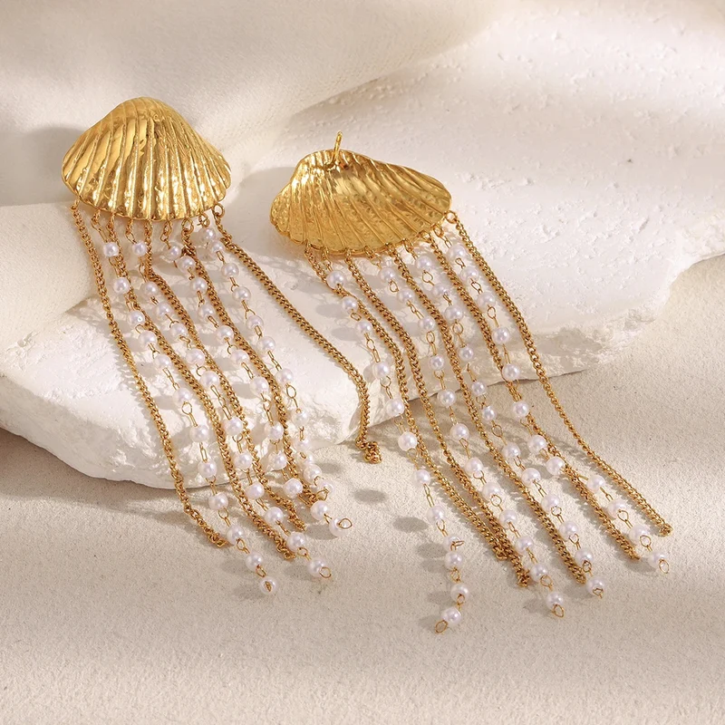 Boucles d'Oreilles Coquillage Tombantes