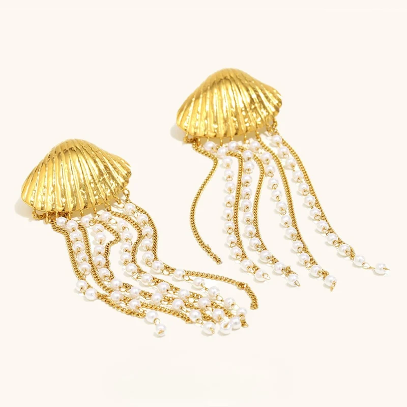 Boucles d'Oreilles Coquillage Tombantes