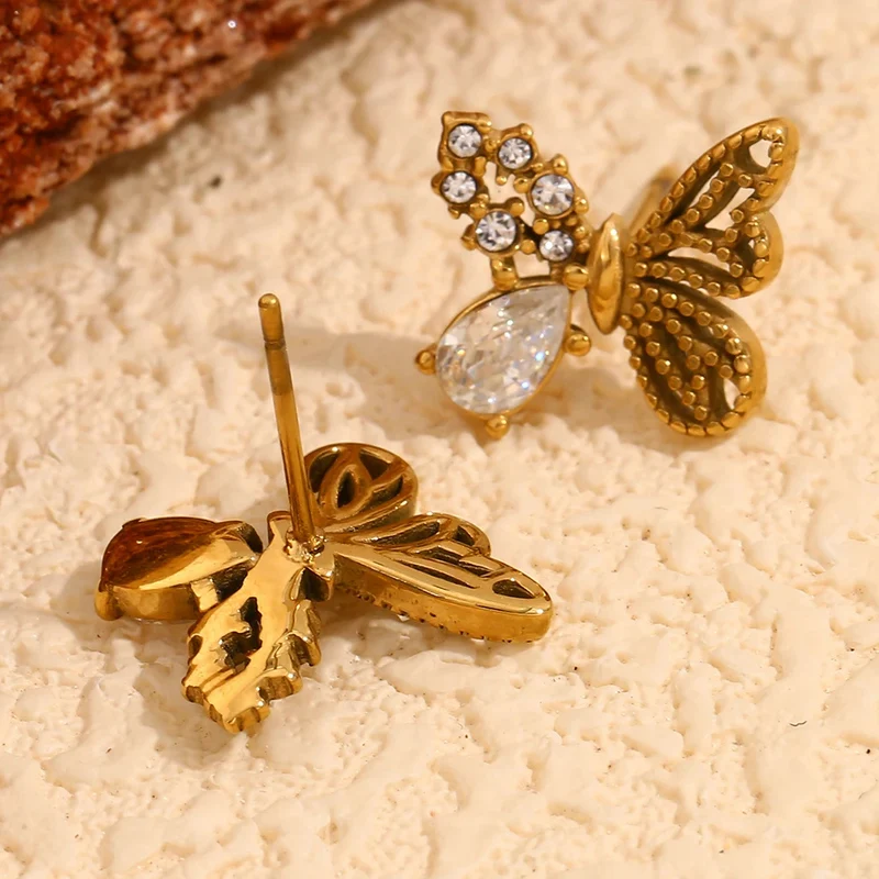 Boucles d'Oreille Papillon Strass