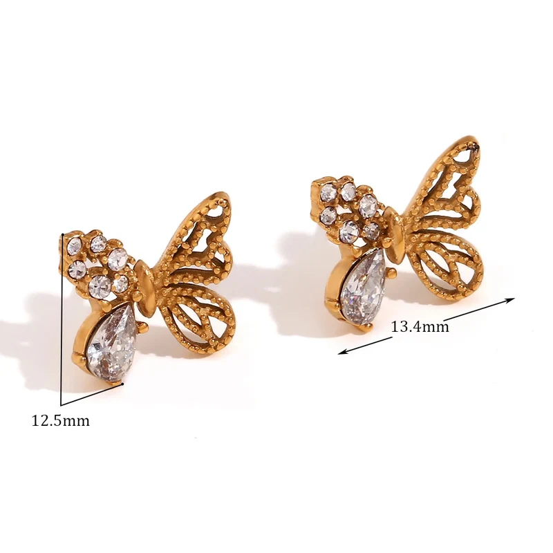 Boucles d'Oreille Papillon Strass
