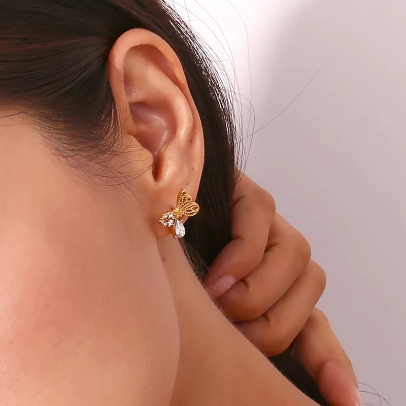 Boucles d'Oreille Papillon Strass