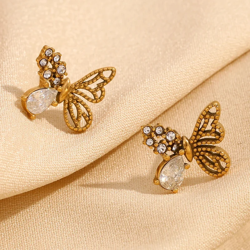 Boucles d'Oreille Papillon Strass