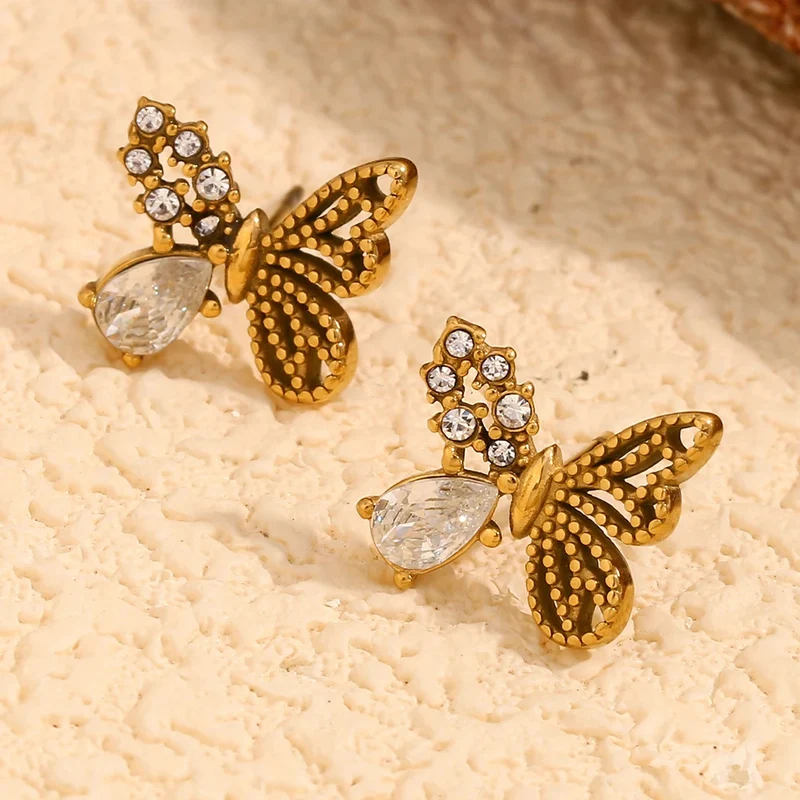 Boucles d'Oreille Papillon Strass