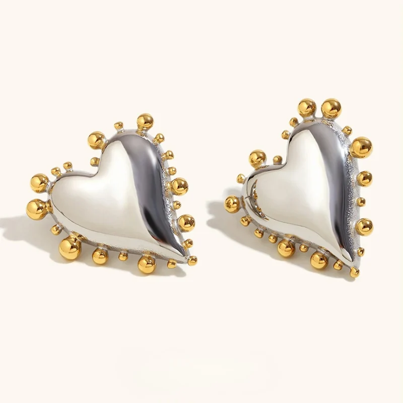 Boucles d'Oreilles Coeur Bicolore