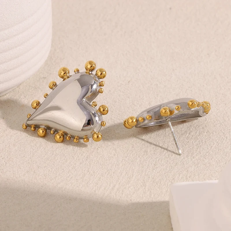 Boucles d'Oreilles Coeur Bicolore