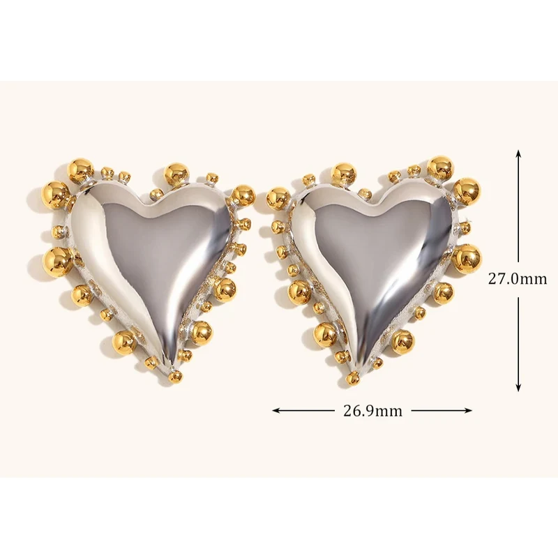 Boucles d'Oreilles Coeur Bicolore