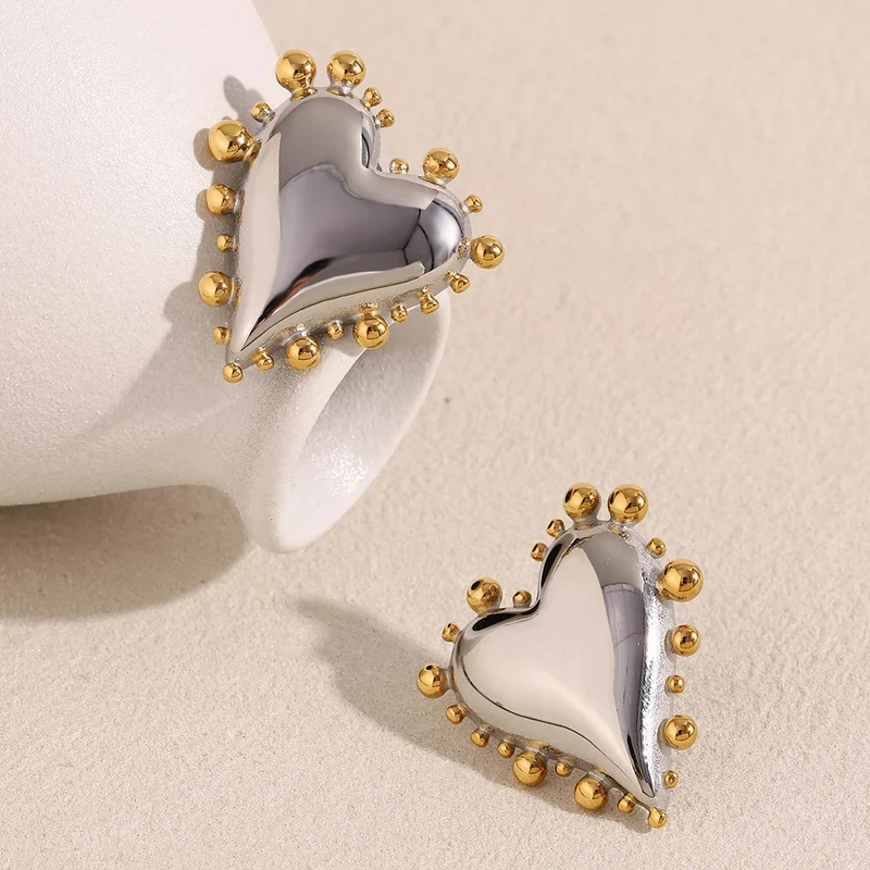 Boucles d'Oreilles Coeur Bicolore