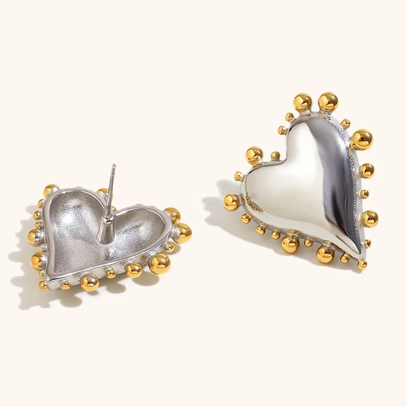 Boucles d'Oreilles Coeur Bicolore