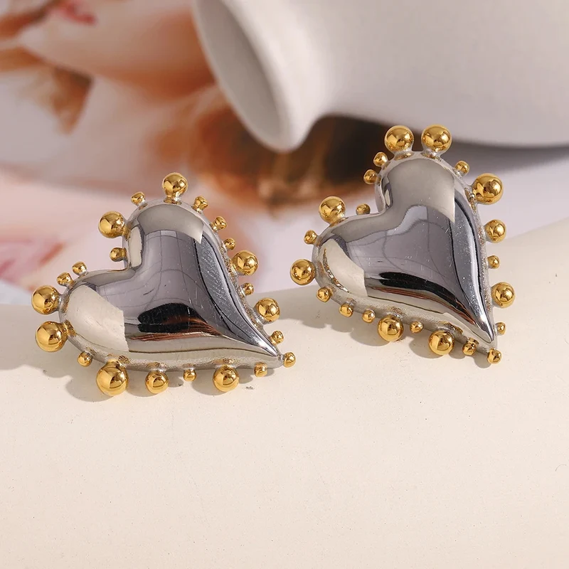 Boucles d'Oreilles Coeur Bicolore