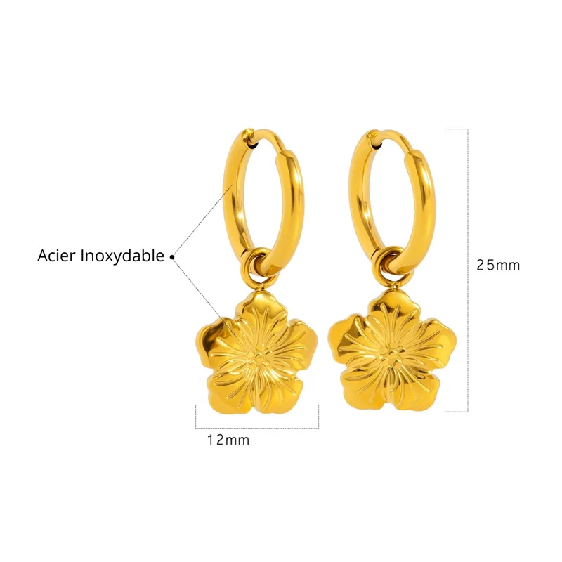 Boucles d'Oreilles Fleur Pendantes