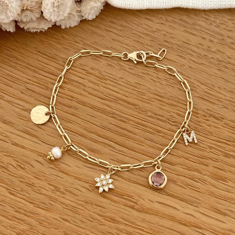 Bracelet charms personnalisable plaqué or