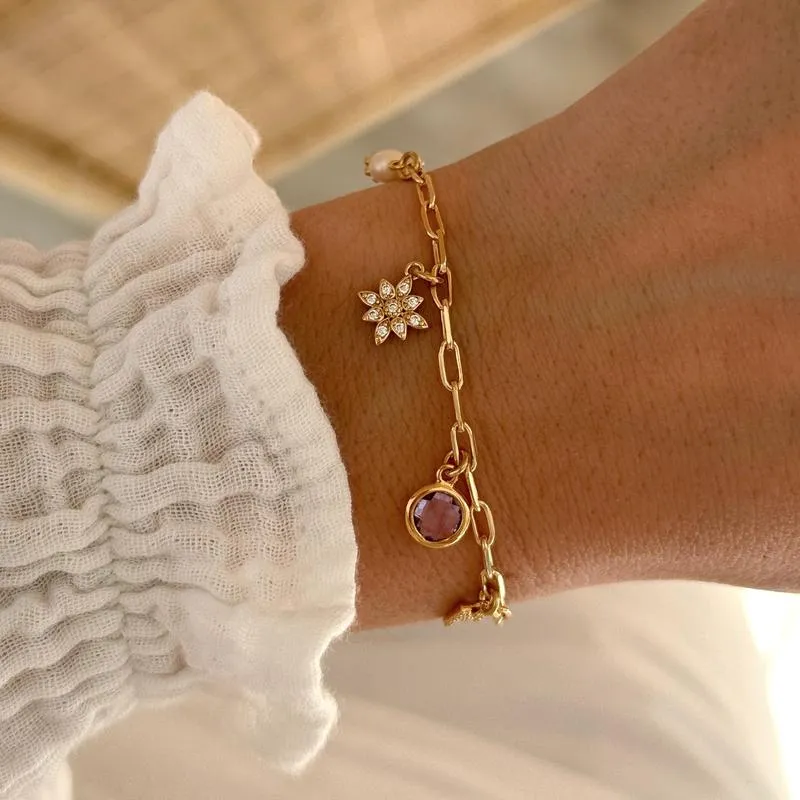 Bracelet charms personnalisable plaqué or