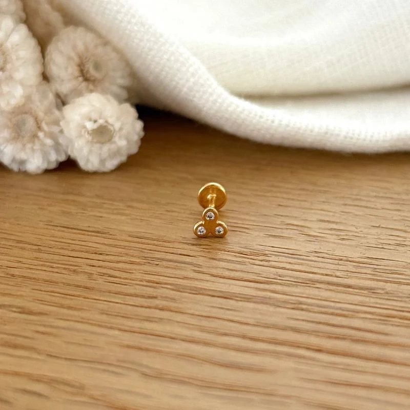 Piercing oreille "Lenie" plaqué or