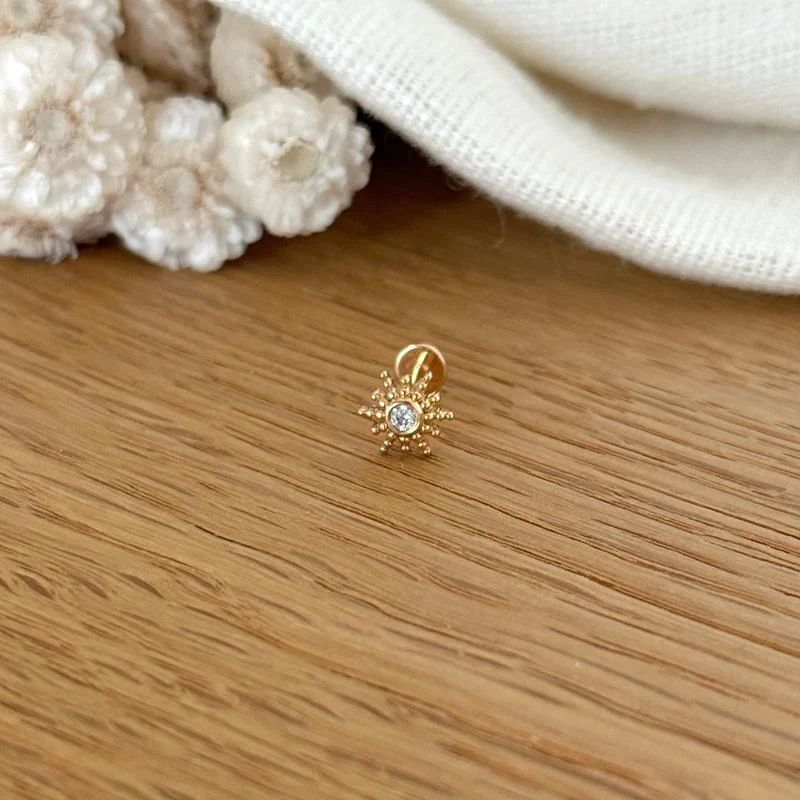 Piercing oreille "Sunny" plaqué or