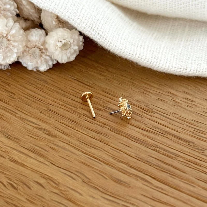 Piercing oreille "Sunny" plaqué or