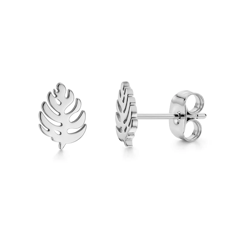 Boucles d'oreilles minimalistes en forme de feuille