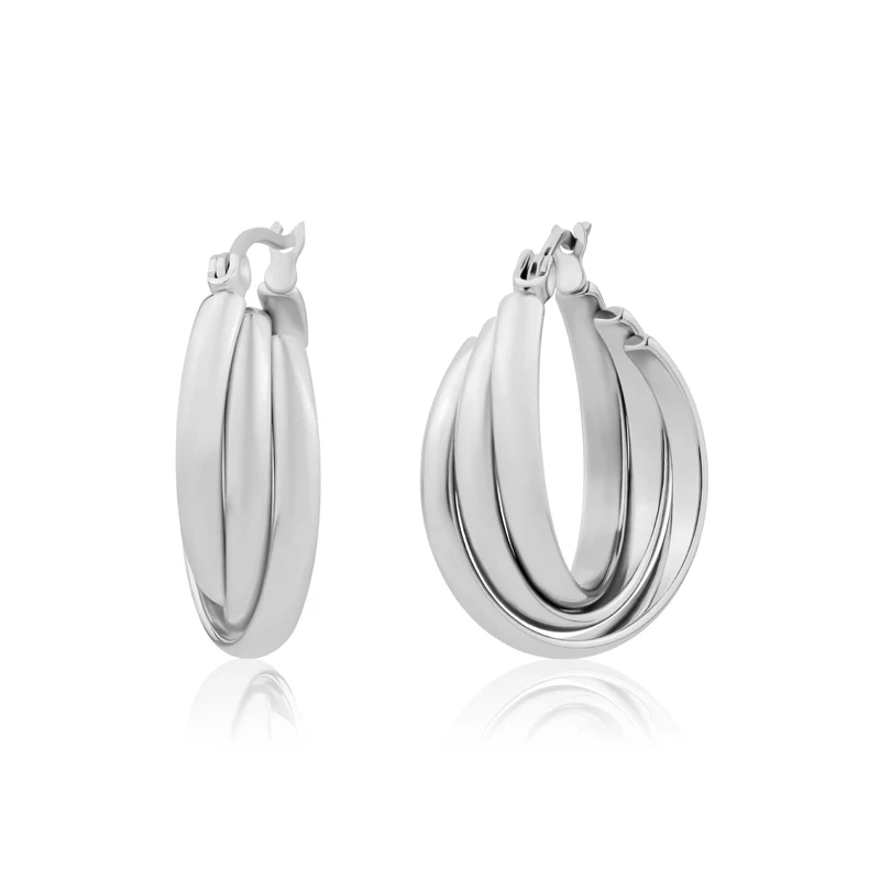 Boucles d'oreilles à triple anneau torsadé