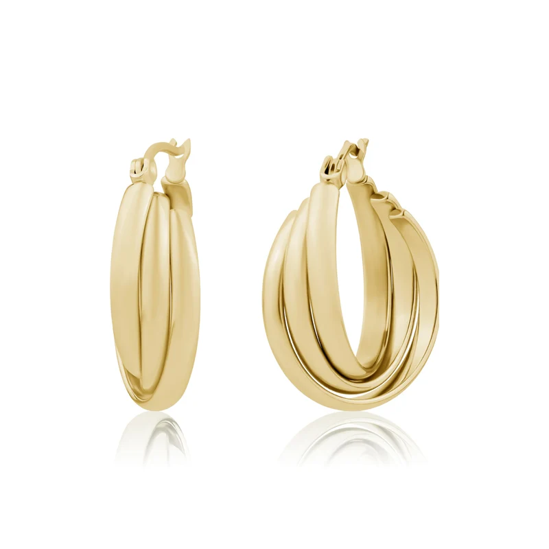 Boucles d'oreilles à triple anneau torsadé