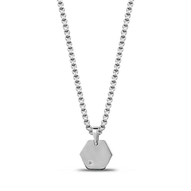 Pendentif urne hexagonale avec accents diamantés