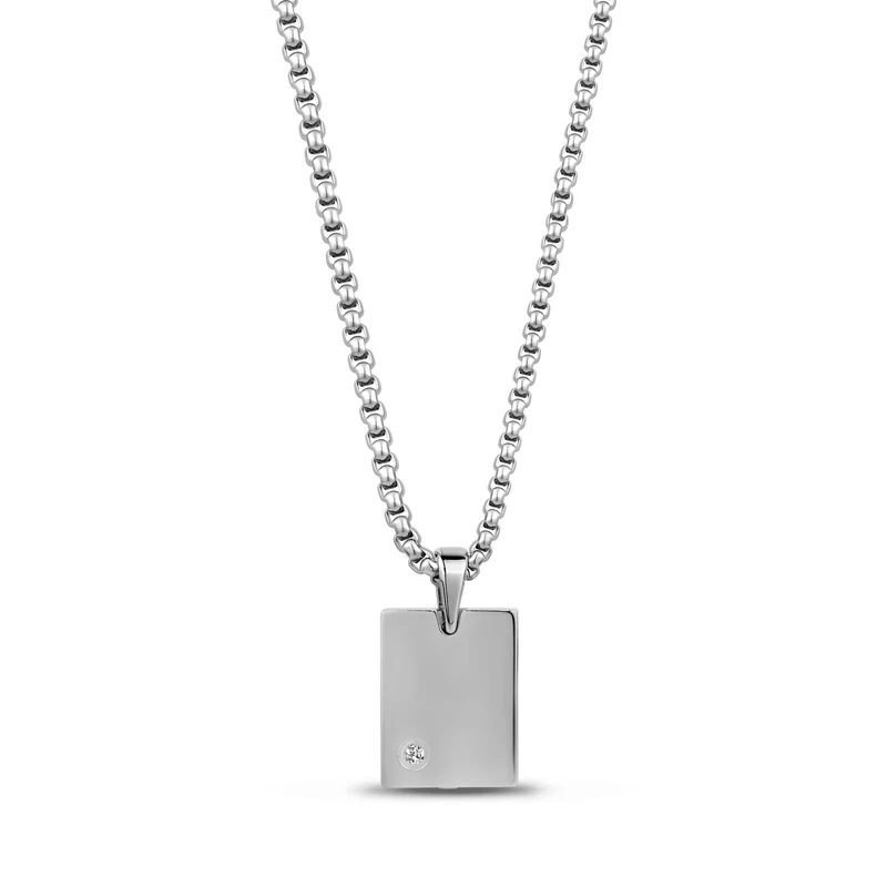 Pendentif urne rectangulaire avec accent diamant