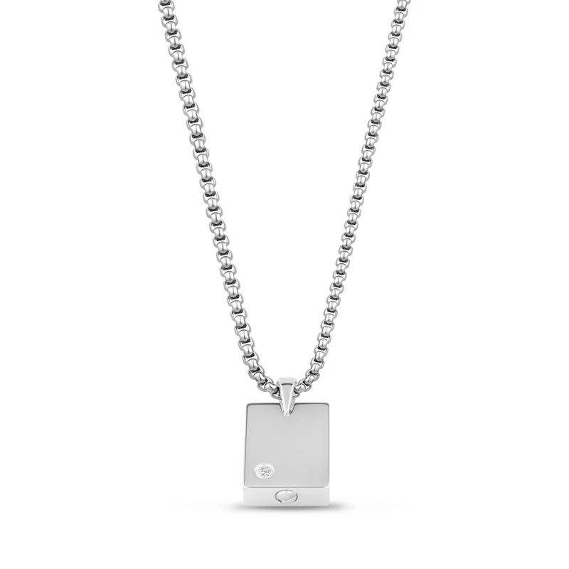 Pendentif urne rectangulaire avec accent diamant