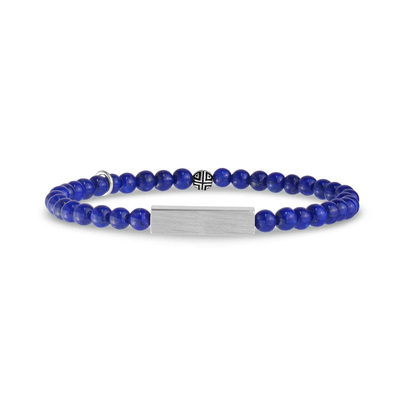 Bracelet à perles rectangulaires en lapis-lazuli | 4 mm