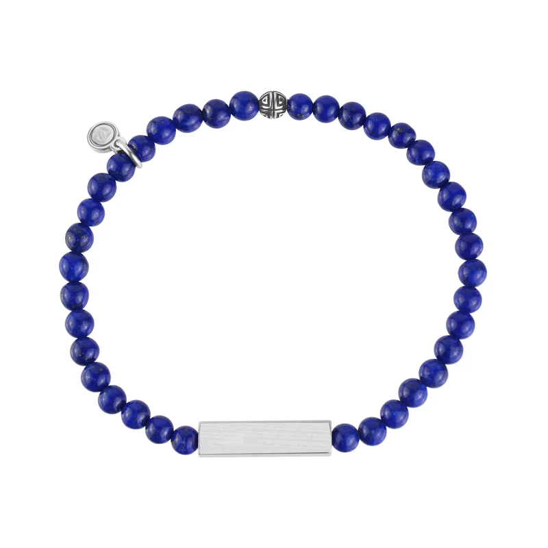 Bracelet à perles rectangulaires en lapis-lazuli | 4 mm