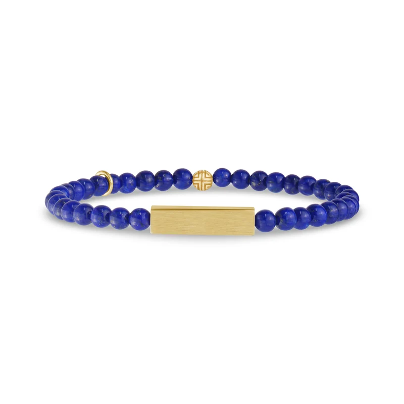 Bracelet à perles rectangulaires en lapis-lazuli | 4 mm