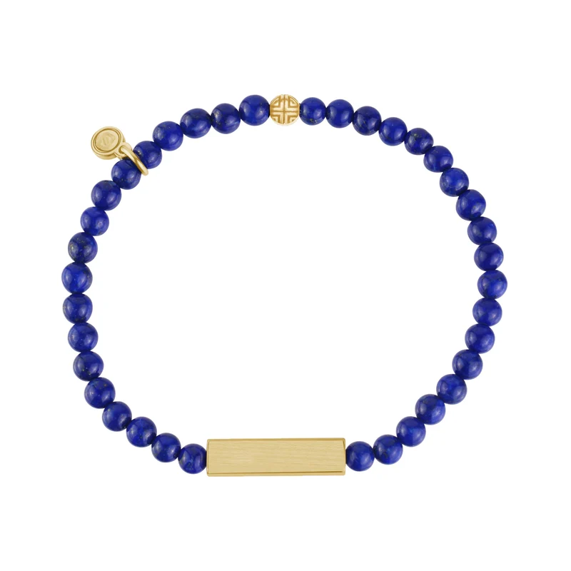 Bracelet à perles rectangulaires en lapis-lazuli | 4 mm