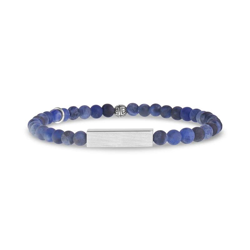 Bracelet en perles de sodalite mates rectangulaires | 4 mm
