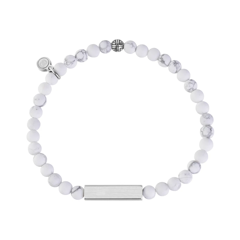 Bracelet à perles rectangulaires blanc mat | 4 mm