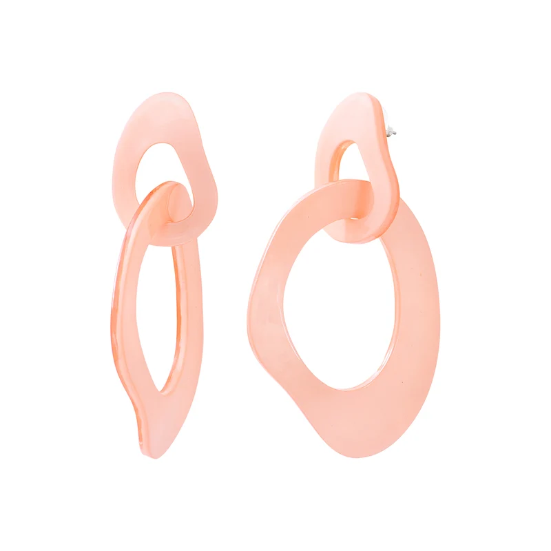 Boucles d'Oreilles Cleo tige en acier et acétate rose