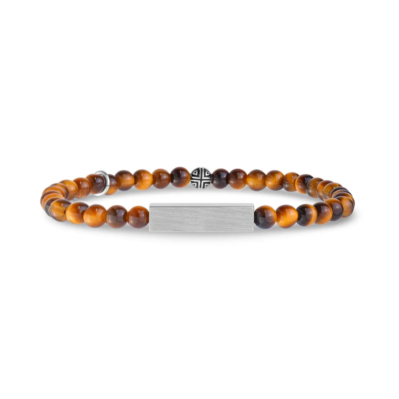 Bracelet à perles rectangulaires en œil-de-tigre | 4 mm