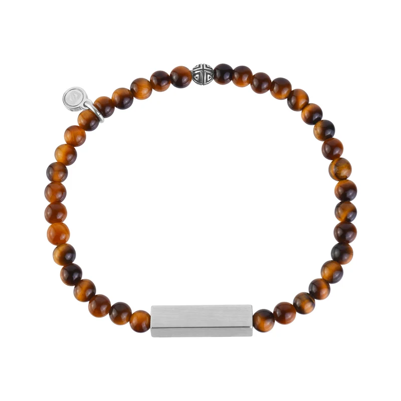 Bracelet à perles rectangulaires en œil-de-tigre | 4 mm