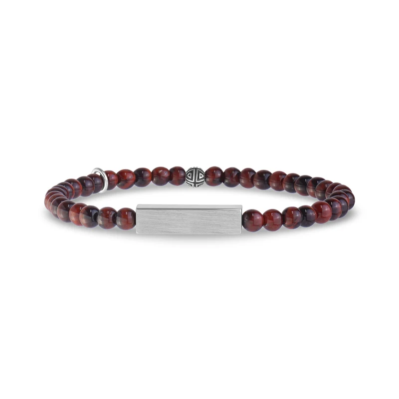 Bracelet à perles rectangulaires en œil-de-tigre | 4 mm