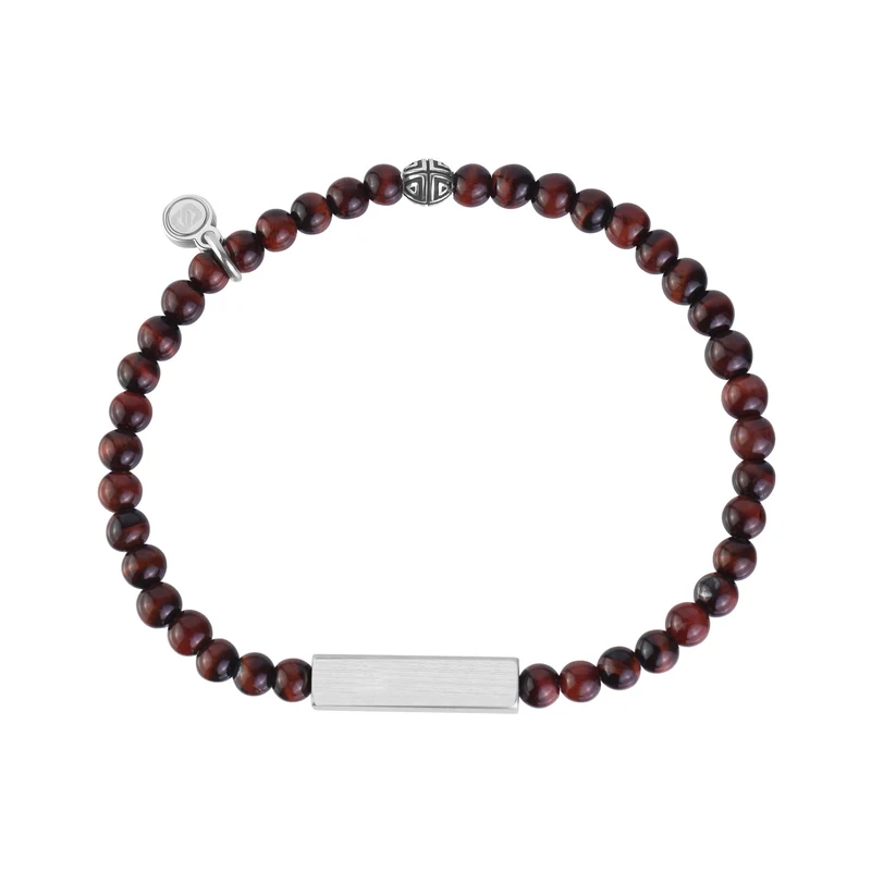 Bracelet à perles rectangulaires en œil-de-tigre | 4 mm