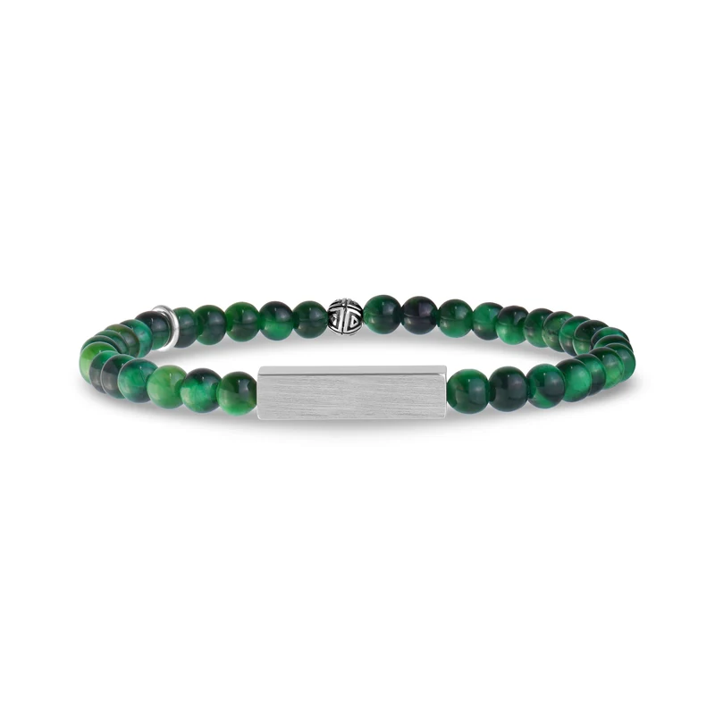 Bracelet à perles rectangulaires en œil-de-tigre | 4 mm