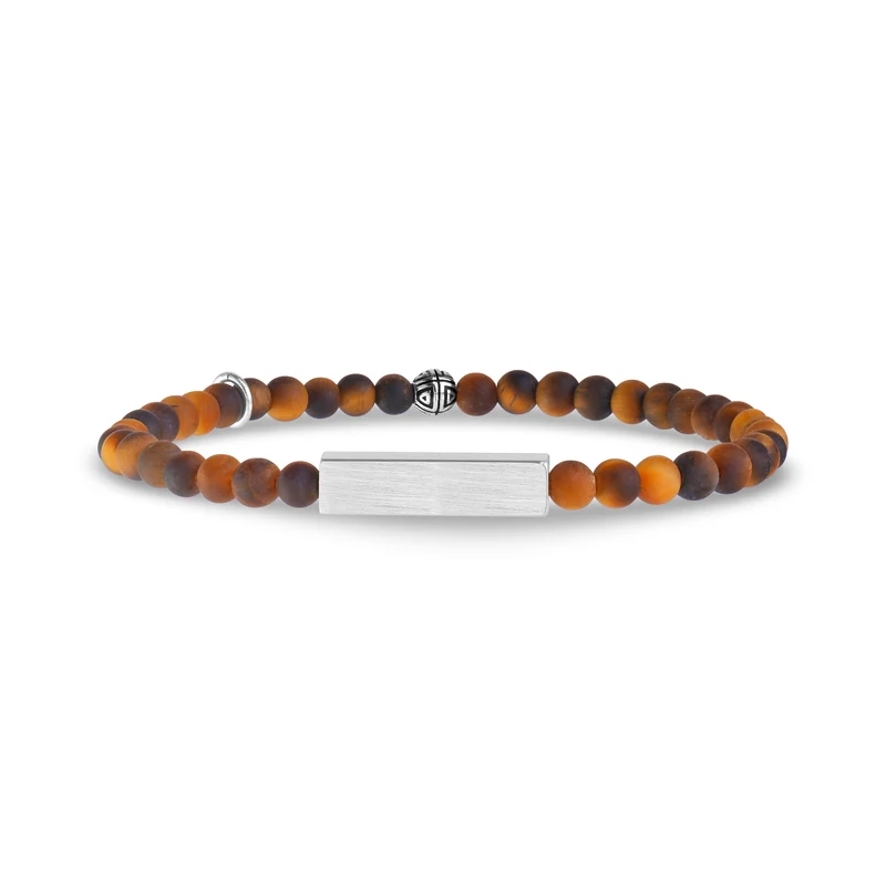 Bracelet à perles rectangulaires en œil-de-tigre | 4 mm